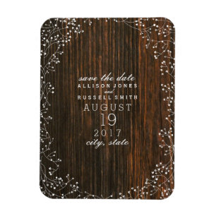 Barnets andningsbarn Wood Save Date Magnet