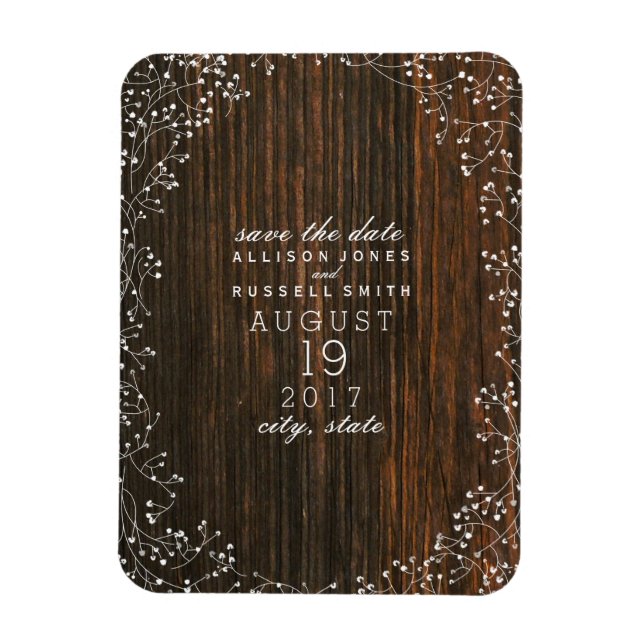 Barnets andningsbarn Wood Save Date Magnet (Vertikal)