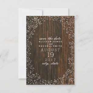 Barnets andningsbarn Wood Save Date Spara Datumet