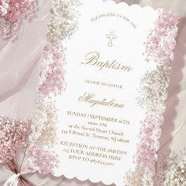 Barnets andningsblommor | flicka Baptism Inbjudningar