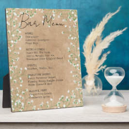 Barnets andningsblommor Rustic Bröllop Pub Menu-te