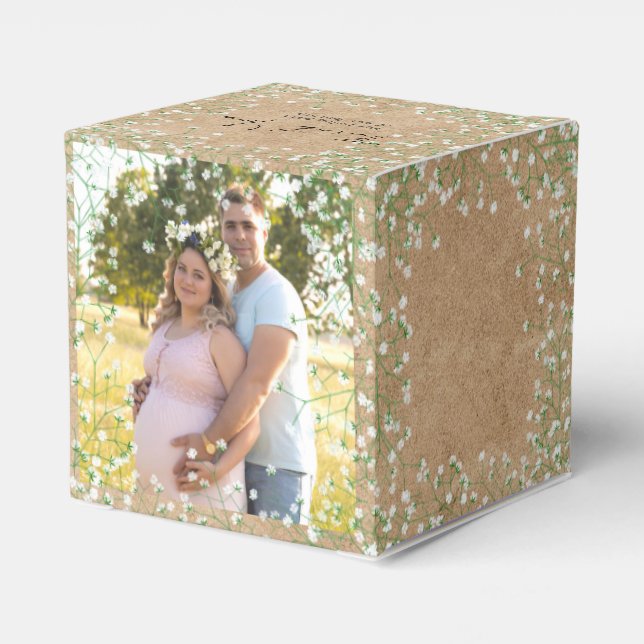 Barnets andningsfärg Blommor Boho Baby Shower Presentaskar (Baksidan Sidan)