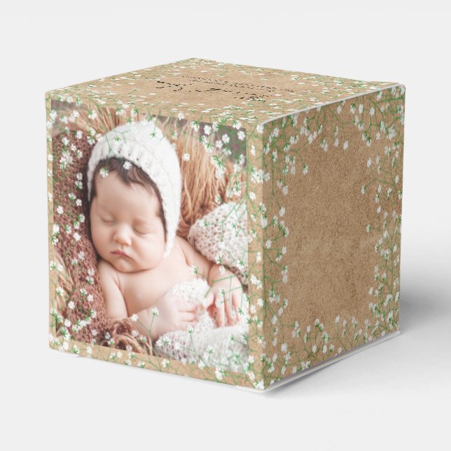 Barnets andningsfärg Cute Blommigt Boho Baptism Presentaskar (Baksidan Sidan)