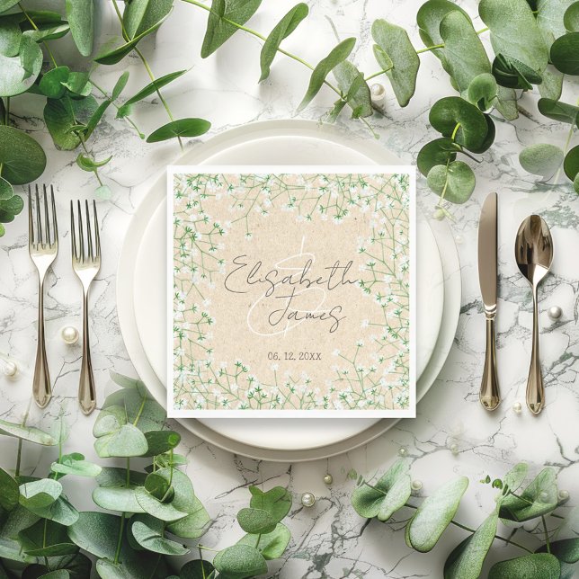 Barnets andningsfärg Rustic Boho Chic Bröllop Pappersservett (Skapare uppladdad)