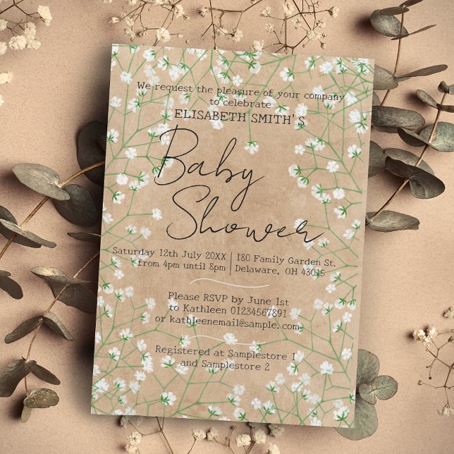 Barnets andningsfärgade Blommigt Boho Baby Shower Inbjudningar (Skapare uppladdad)