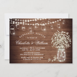 Barnets andningsmason Burk Rustic Rehearsal Middag Inbjudningar