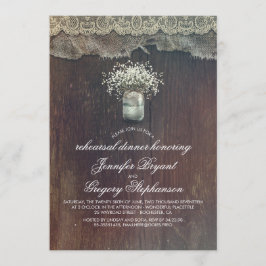 Barnets andningsmason Burk Rustic Rehearsal Middag Inbjudningar