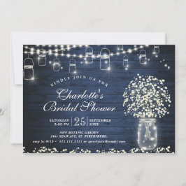 Barnets andningsmynning Burk Blue Rustic Möhippa Inbjudningar