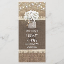 Barnets andningsmynning Burk Rustic Bröllopsprogra Program