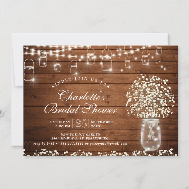 Barnets andningsmynning Burk Rustic Möhippa Inbjudningar (Framsida)