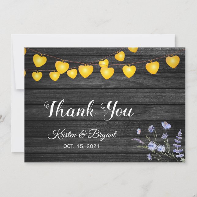 Barnets andningsmynning Burk String Ljus Bröllop ä Tack Kort (Framsida)