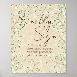 Barnets andningsskydd Blommigt Rustic Kinely Sign Poster