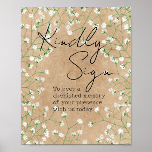 Barnets andningsskydd Blommigt Rustic Kinely Sign Poster
