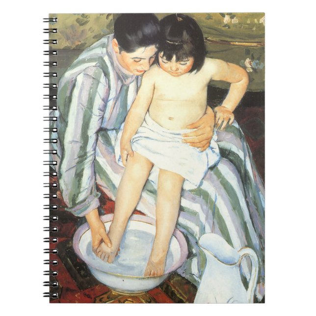 Barnets bad av Mary Cassatt Vintage Impressionism Anteckningsbok (Framsidan)