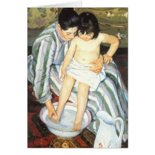 Barnets bath av Mary Cassatt Vintage Impressionism Hälsningskort
