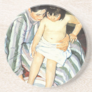 Barnets bath av Mary Cassatt Vintage Impressionism Underlägg Sandsten