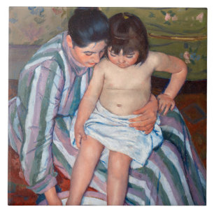 Barnets bath, Mary Cassatt Kakelplatta