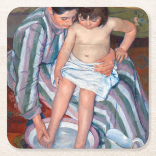 Barnets bath, Mary Cassatt Underlägg Papper Kvadrat