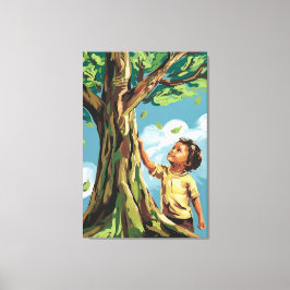 Barnets beundran: Färgstark modern trädplansch Canvastryck