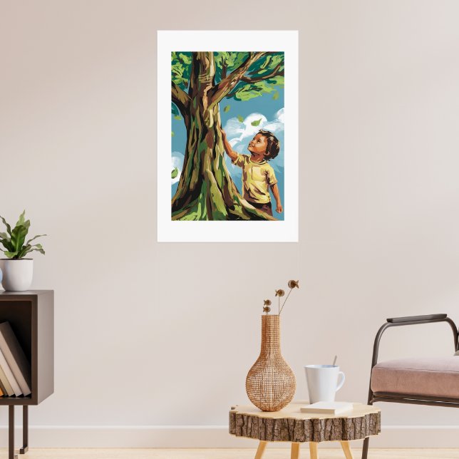 Barnets beundran: Färgstark modern trädplansch Poster (Vardagsrum 3)