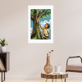 Barnets beundran: Färgstark modern trädposter Poster