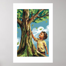 Barnets beundran: Färgstark modern trädposter Poster