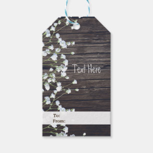 Barnets Blommigt och Mörk Rustic Wood Bröllop Presentetikett