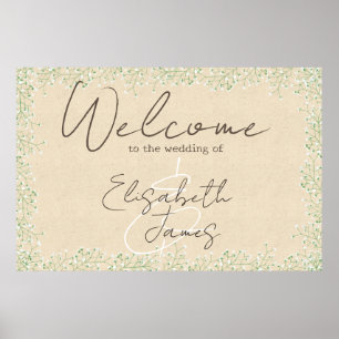 Barnets Blommigt Rustic & Boho Bröllop Välkommen Poster