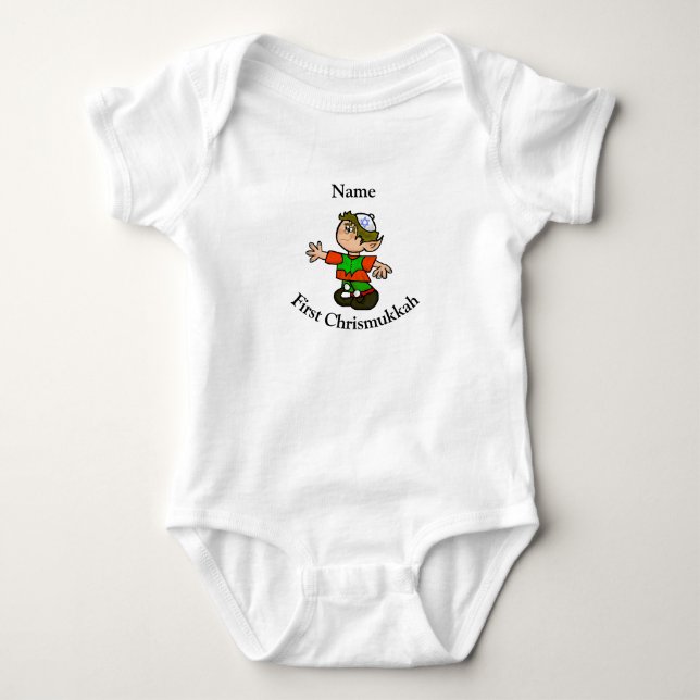 Barnets första Chrismukah Baby Shirt Personalize T (Framsida)