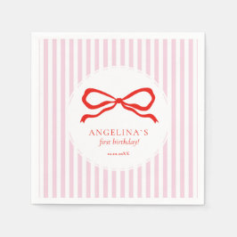 Barnets första födelsedag med mjuk rosa födelsedag pappersservett