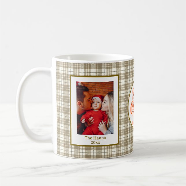 Barnets första jul anpassat namn foto minnessaker kaffemugg (Vänster)