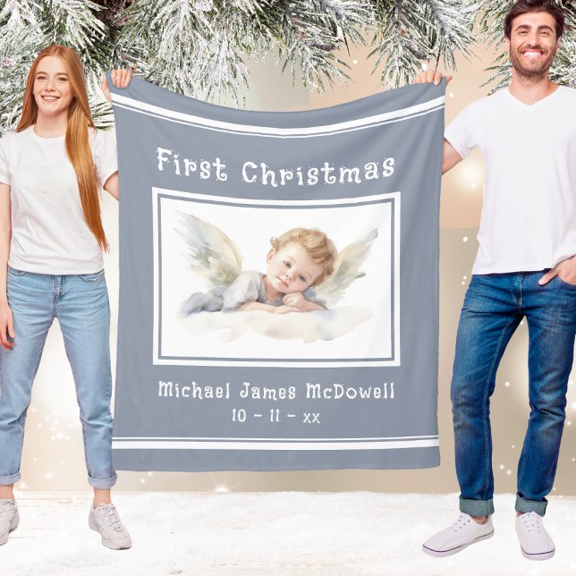 Barnets första jul-Baby-ängel Fleecefilt (Child's First Christmas Baby Angel Fleece Blanket)