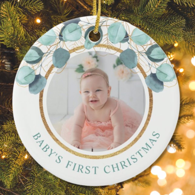 Barnets första jul Eukalyptus Foto Julgransprydnad Keramik (Skapare uppladdad)
