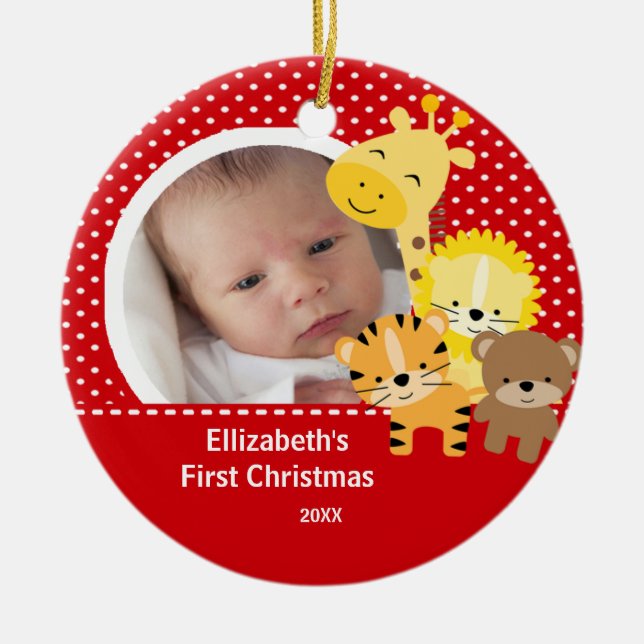 Barnets Första Jul Foto Ornament Djungeldjur (Framsidan)