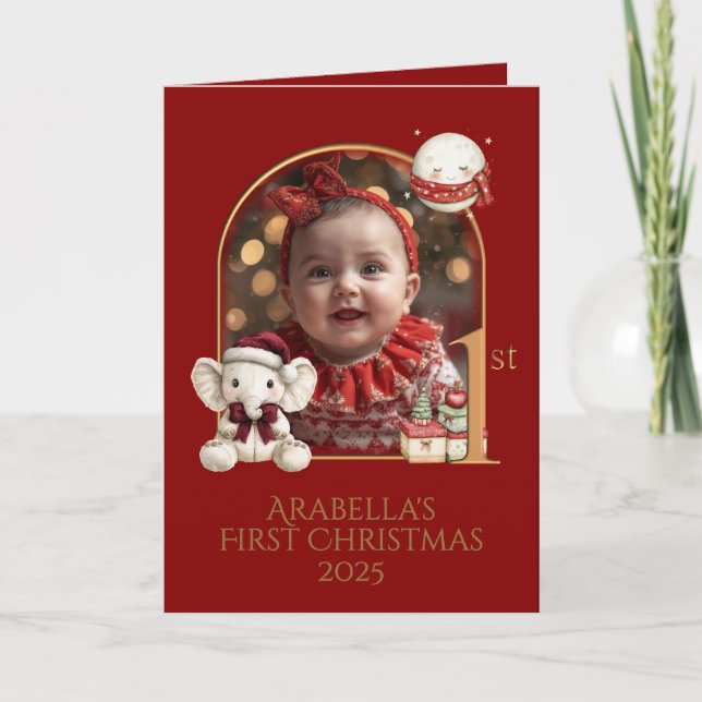 Barnets första jul fotografi helgkort (Framsida)