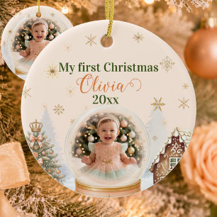 Barnets första jul fotopersonlig Julgransprydnad Keramik