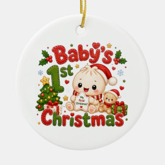 Barnets första jul julgransprydnad keramik