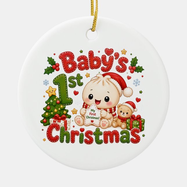 Barnets första jul julgransprydnad keramik (Framsidan)