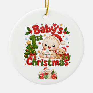 Barnets första jul julgransprydnad keramik