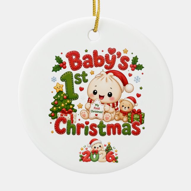 Barnets första jul julgransprydnad keramik (Framsidan)