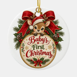 Barnets första jul julgransprydnad keramik