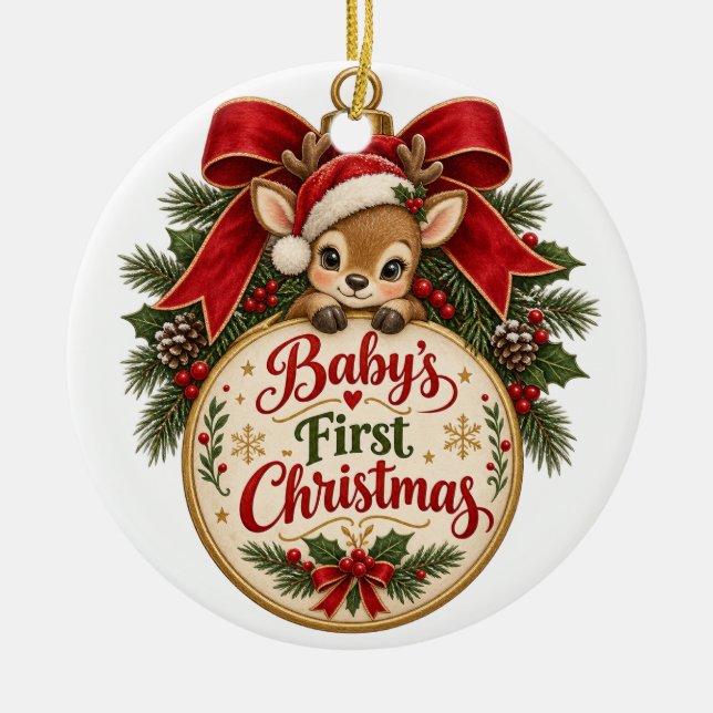 Barnets första jul  julgransprydnad keramik (Framsidan)