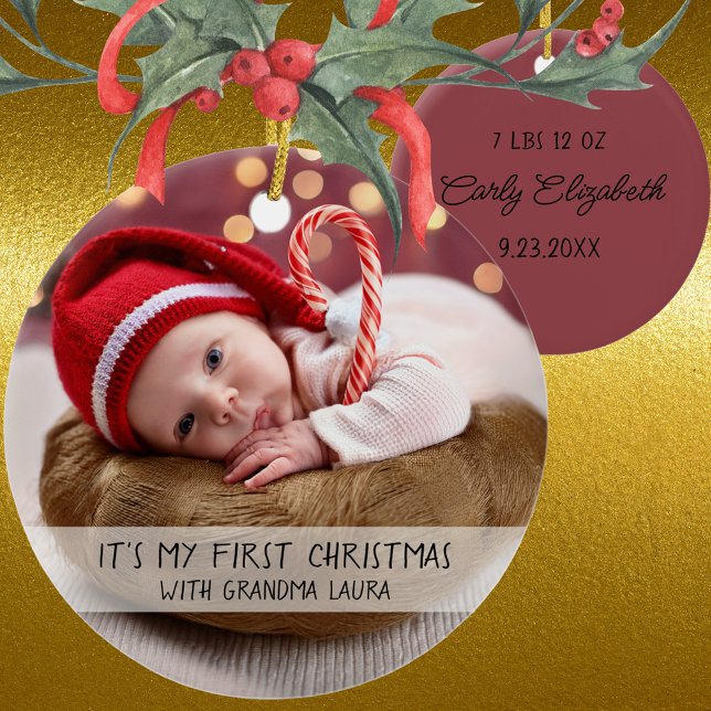 Barnets första jul med mormor julgransprydnad keramik (Skapare uppladdad)