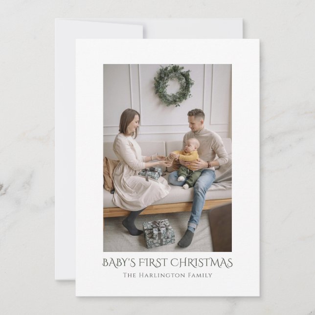 Barnets första jul Moderna familjefoto  Julkort (Framsida)