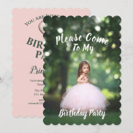 Barnets Foto Födelsedagsfest Inbjudan - Rosa