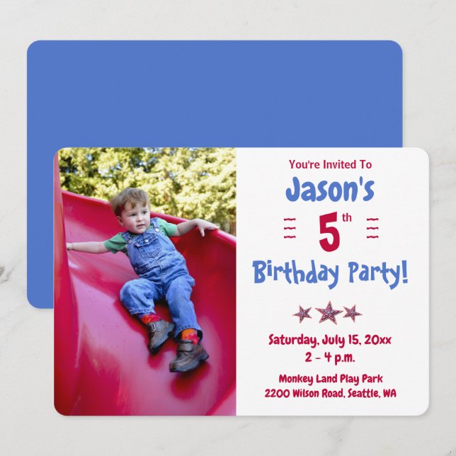 Barnets Foto Födelsedagsfest Inbjudningar (Fram/baksida)