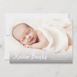 Barnets fotomodern skriptnamn födelse tillkännagiv inbjudningar