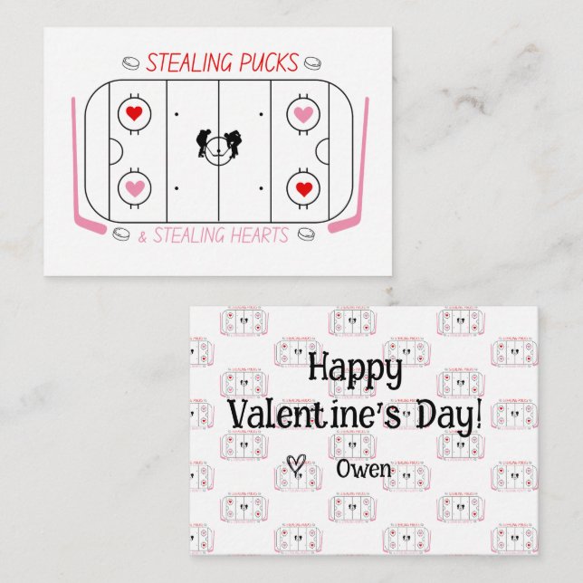 Barnets Hockey Valentine Classroom-kort Anteckningskort (Fram/baksida)