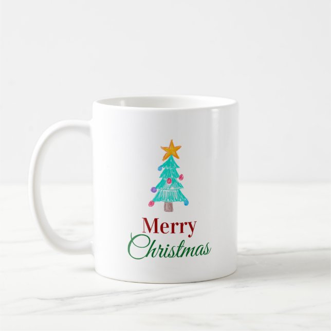 Barnets konst God Jul. Ditt barns konst här Kaffemugg (Vänster)