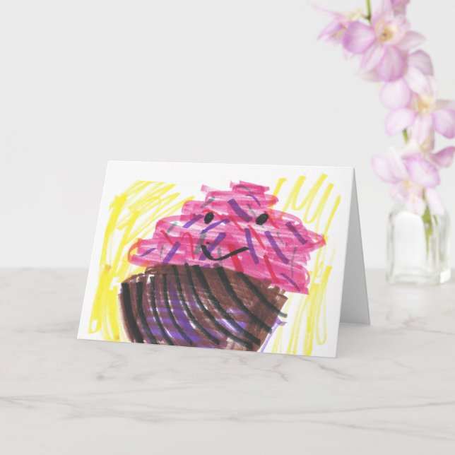 Barnets konst söta cupcakes kort (Orkide)